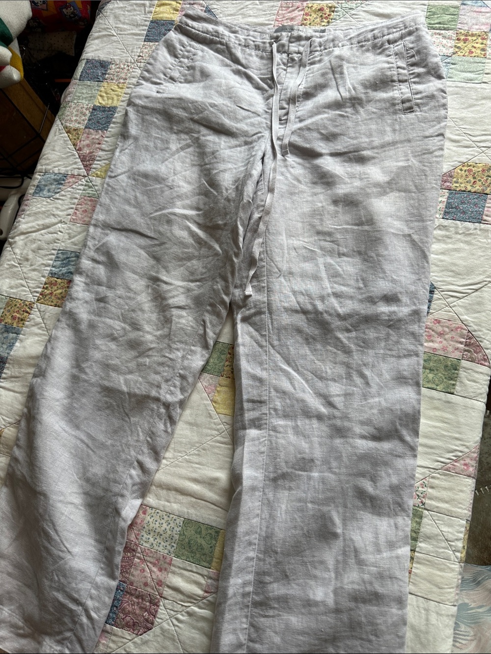 X—Women's Light Gray Linen Drawstring Chinos - Casual Comfort